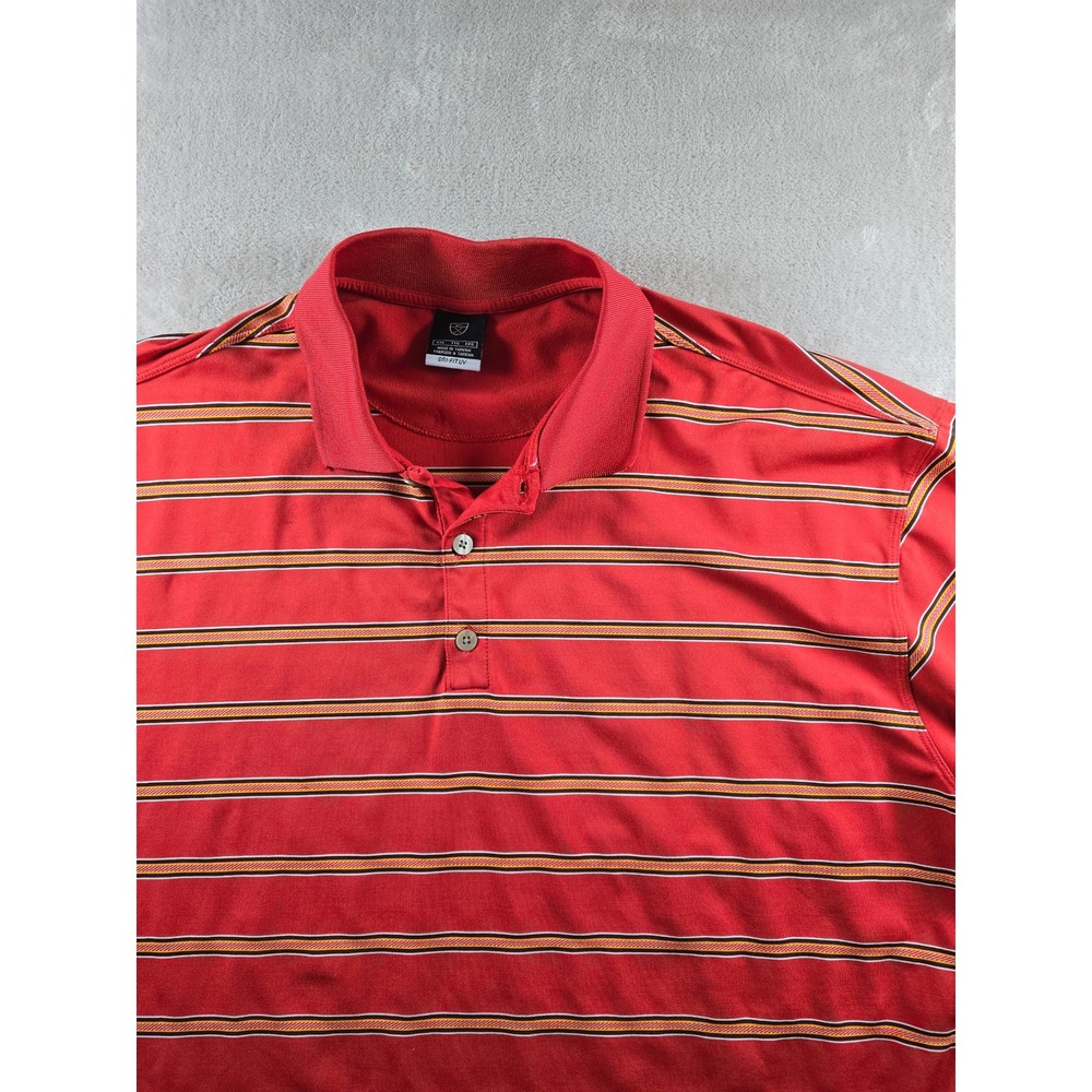 Vintage Nike Dri Fit UV Golf Polo Shirt Mens XXL Red Stripe Short Sleeve Y2K